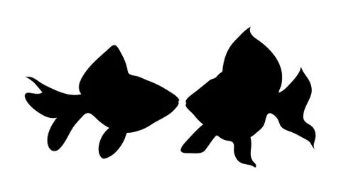 Vector silhouette of fish on white background. Stock Illustration