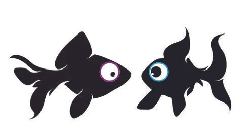 Vector silhouette of fish on white background. Ilustración de archivo
