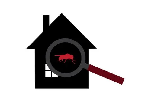 Vector silhouette of fly at home mark on white background. Symbol of stop ann Stock-Illustration