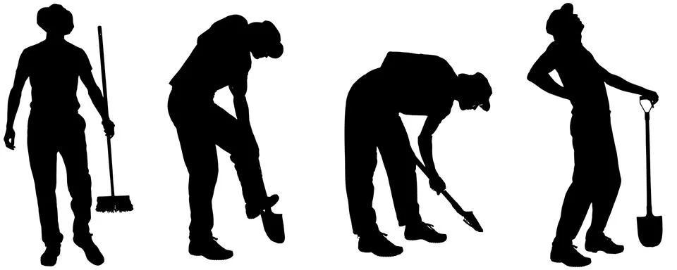 Vector silhouette of a gardener. Stock Illustration