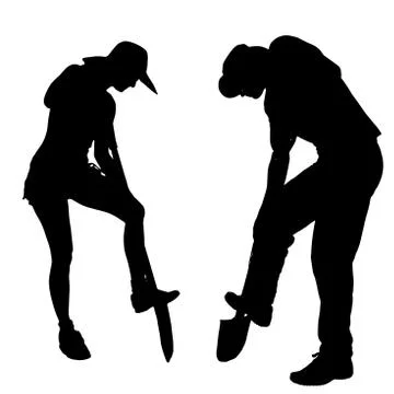 Vector silhouette of a gardener. Stock Illustration
