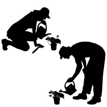 Vector silhouette of a gardener. Stock Illustration