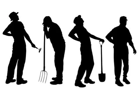 Vector silhouette of a gardener. Illustrazione stock
