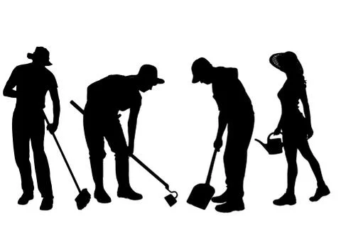 Vector silhouette of a gardener. Stock Illustration