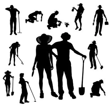 Vector silhouette of a gardener. Illustrazione stock