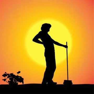 Vector silhouette of a gardener. Stock Illustration