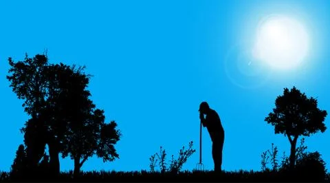 Vector silhouette of a gardener. Stock Illustration