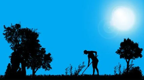Vector silhouette of a gardener. Stock Illustration