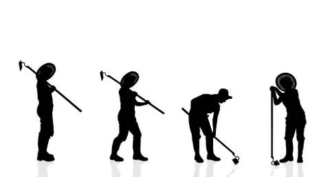 Vector silhouette of a gardener. Illustrazione stock