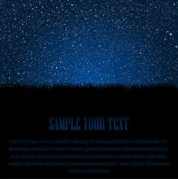 Vector. Silhouette grass. Starry Sky. Eps 10. Illustrazione stock