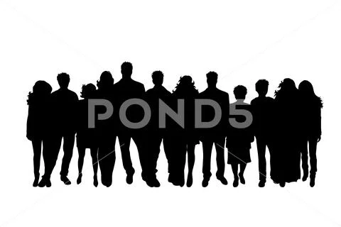 People Standing With Arms Out Silhouette Stock Illustration