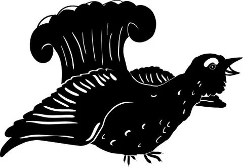 Vector silhouette of a grouse isolated on white Stock Illustration