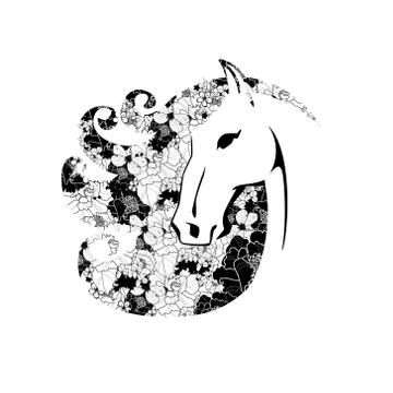 Vector silhouette of a horse head Stock Illustration