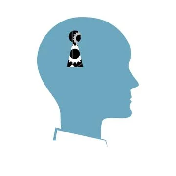 Vector silhouette of human head with a key hole. NLP or Neuro-Linguistic 库存插图