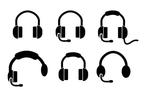 Vector Silhouette Icon, Headphone Stock Illustration