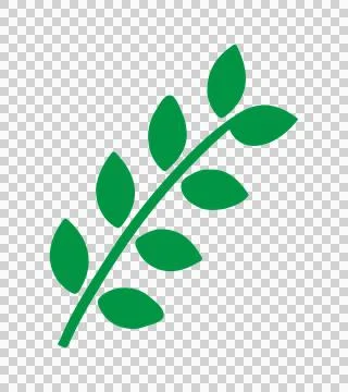 A vector silhouette image of a green leaf icon 스톡 일러스트