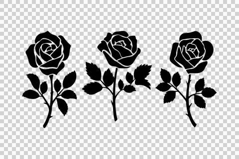 A vector silhouette image of a rose flower Icons Set with a white background Stockillustratie