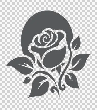 A vector silhouette image of a Rose icon Stock Illustration