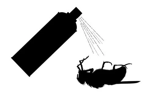 Vector silhouette of insect spray on white background. Symbol of annoying fly Stock Illustration
