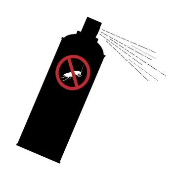 Vector silhouette of insect spray on white background. Symbol of annoying coc Stock Illustration