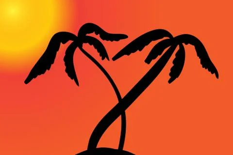 Vector silhouette of the island. Stock Illustration