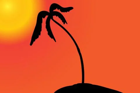 Vector silhouette of the island. Stock Illustration
