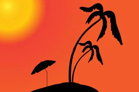 Vector silhouette of the island. Stock Illustration