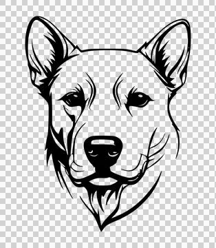 A vector silhouette line drawing image of a dog Stock Illustration