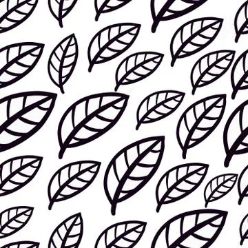 Vector silhouette line of leaves Stock Illustration