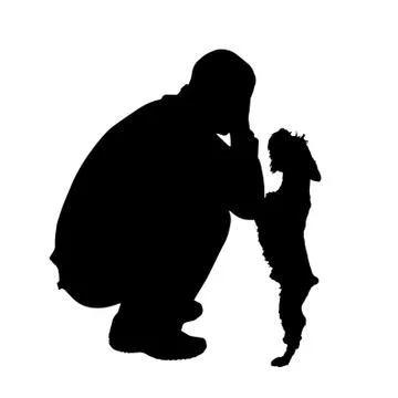 Vector silhouette of a man with a dog. Stock Illustration