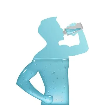Vector  Silhouette of man is drinking water Stock Illustration
