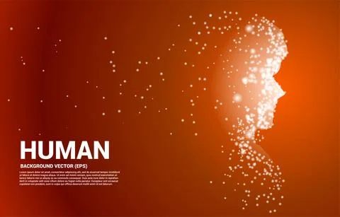 Vector silhouette of man from light dot particle . Concept background human f Stock Illustration