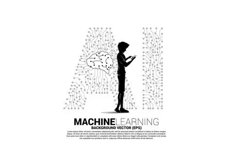 Vector silhouette man use mobile phone and background dot connect line shaped Stock Illustration