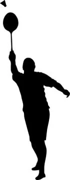 Vector silhouette of a man who plays badminton Stock Illustration