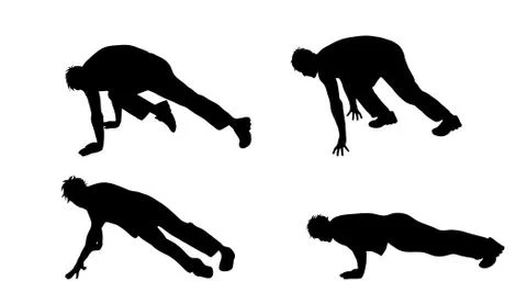 Vector silhouette of man who practice on white background. Illustrazione stock