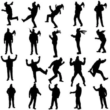 Vector silhouette of man in winter clothes. Illustrazione stock