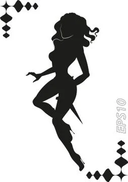 Vector silhouette of martial Amazons Stock Illustration