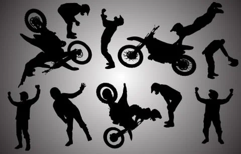 Vector silhouette of motocross. Stock Illustration