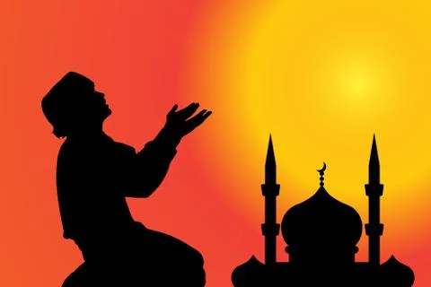 Vector silhouette of a Muslim. Stock Illustration