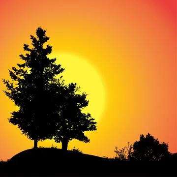 Vector silhouette of nature. Illustrazione stock