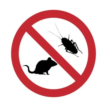 Vector silhouette of no cockroach and rat mark on white background. Symbol of Stock-Illustration