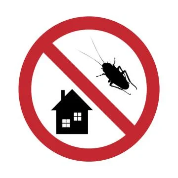 Vector silhouette of no cockroach at home mark on white background. Symbol of Stock-Illustration