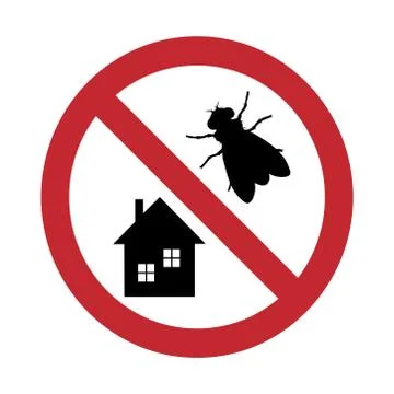 Vector silhouette of no fly at home mark on white background. Symbol of stop  Stock-Illustration