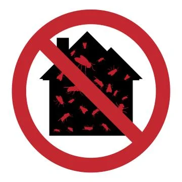 Vector silhouette of no fly at home mark on white background. Symbol of stop  Stock-Illustration