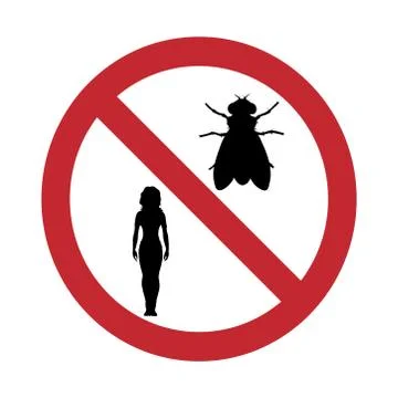 Vector silhouette no fly insect with person mark on white background. Symbol  Stock Illustration