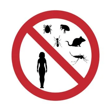 Vector silhouette no insect and pest with person mark on white background. Sy Stock Illustration