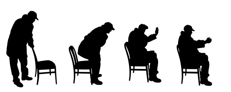 Vector silhouette old man Stock Illustration