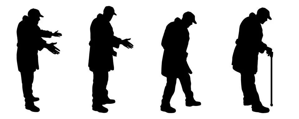 Vector silhouette old man Stock Illustration
