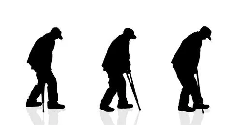 Vector silhouette of a old man. Stock Illustration