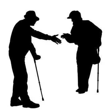 Vector silhouette of old people. Stock Illustration